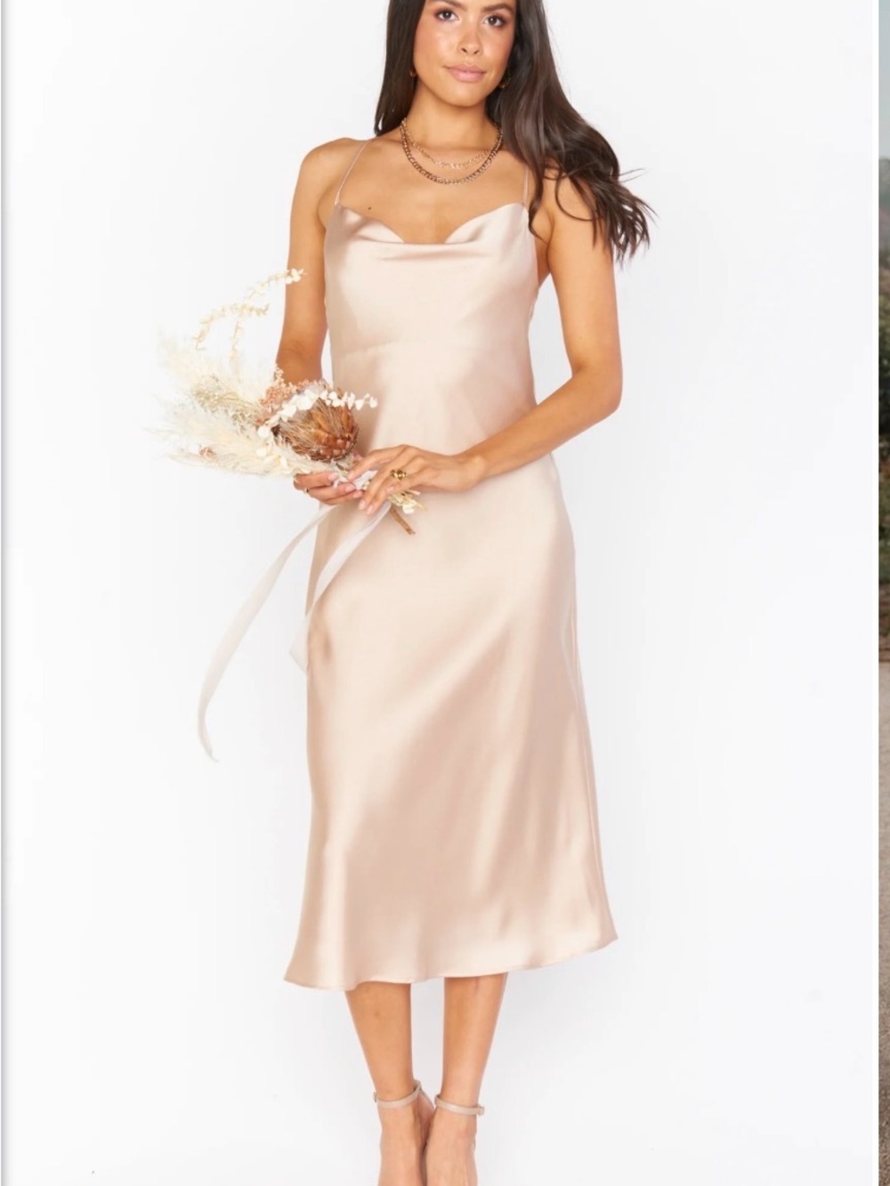 Show Me Your Mumu Verona Cowl Slip Dress in Luxe Champagne